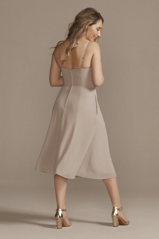 Chiffon Midi Cowl Neck Bridesmaid Dress F20397