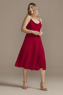 Chiffon Midi Cowl Neck Bridesmaid Dress F20397