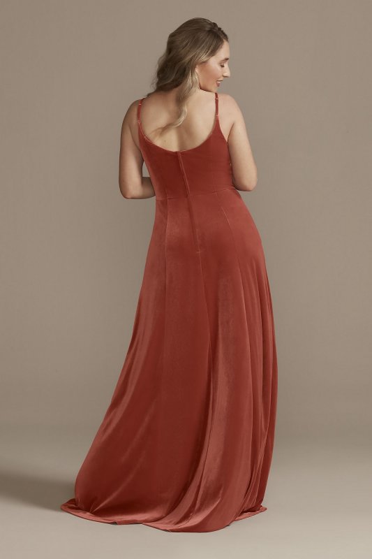 Velvet Cowl Neck Spaghetti Strap Bridesmaid Dress F20439