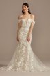 Embellished Lace Swag Sleeve Wedding Dress Galina Signature LSSWG899