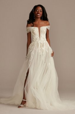 Removable Straps Tulle Bodysuit Wedding Dress Galina Signature MBSWG898