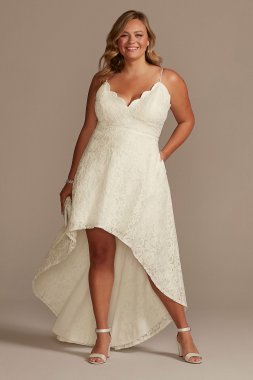 High-Low Lace Plus Dress with Spaghetti Straps DB Studio WBM2400V4W