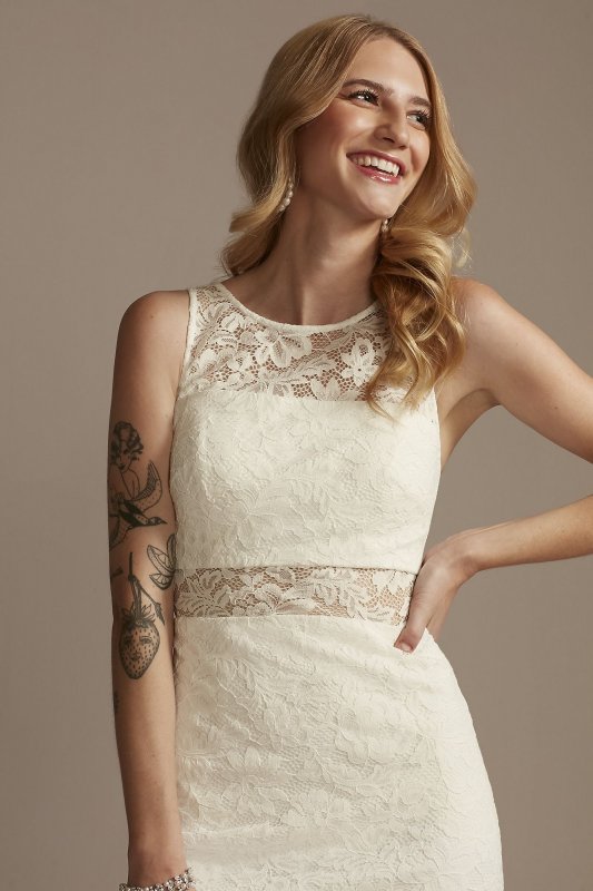 Short Lace Sheath Dress with Illusion Details DB Studio WBM2596