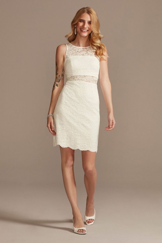 Short Lace Sheath Dress with Illusion Details DB Studio WBM2596