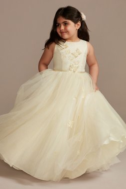 3D Butterfly Glitter Tulle Flower Girl Dress DB Studio WG1436