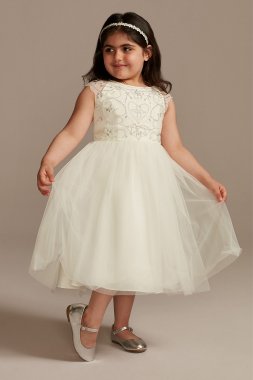 Beaded Bodice Cap Sleeve Tulle Flower Girl Dress DB Studio WG1440