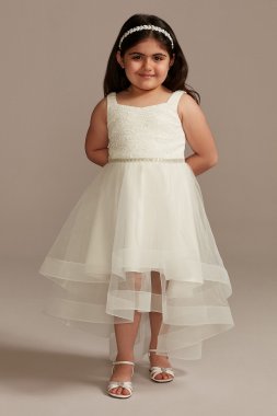 Off Shoulder Horsehair Trim Lace Flower Girl Dress DB Studio WG1442