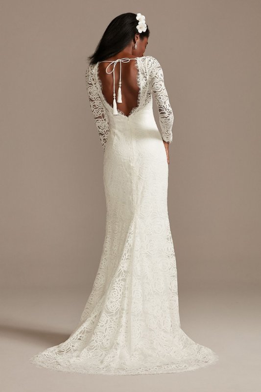 Long Sleeve Lace Wedding Dress with Tassel Tie DB Studio WG4045