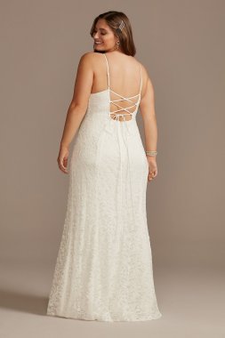 Halter Keyhole Lace Plus Dress with Lace-Up Back DB Studio 650711W