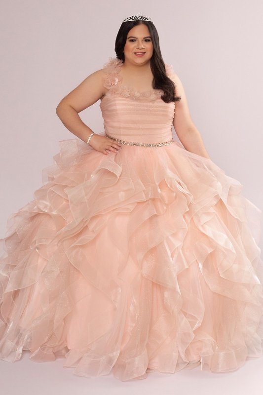 Plus Convertible Ruffle Tulle Quince Dress Fifteen Roses 8FR2101