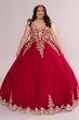 Plus Metallic Lace Tulle Quince Dress with Keyhole Fifteen Roses 8FR2104