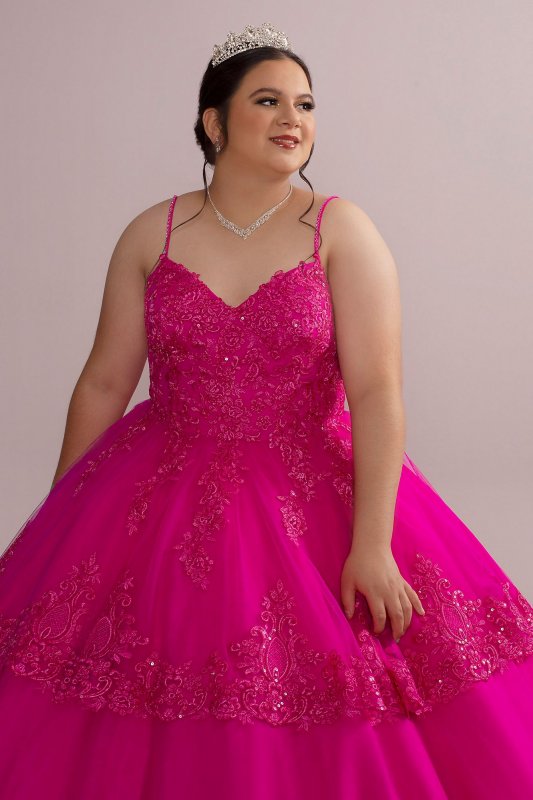 Corded Lace Plus Size Quince Ball Gown with Bolero Fifteen Roses 8FR2112