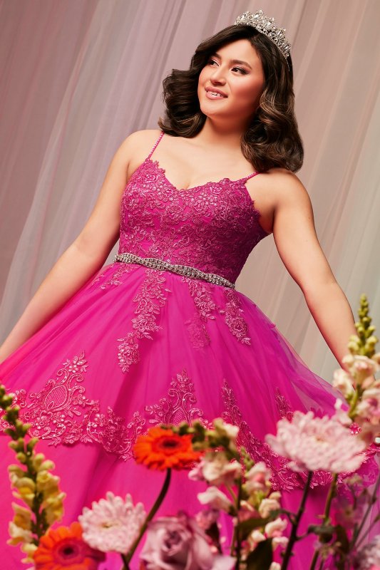 Corded Lace Plus Size Quince Ball Gown with Bolero Fifteen Roses 8FR2112