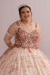 Patterned Sequin Plus Quince Ball Gown with Bolero Fifteen Roses 8FR2113