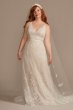 V-Neck Lace Plus Wedding Dress with Scallop Hem Melissa Sweet 8MS251250