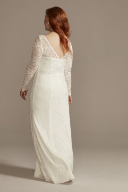 Stretch Lace Long Sleeve Plus Sheath Wedding Dress DB Studio 9SDWG0976