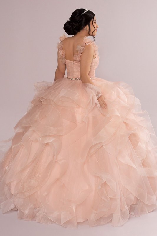 Ruffle Tulle Quince Dress with Convertible Straps Fifteen Roses FR2101