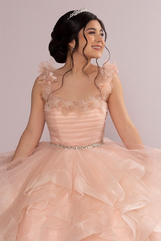 Ruffle Tulle Quince Dress with Convertible Straps Fifteen Roses FR2101