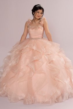 Ruffle Tulle Quince Dress with Convertible Straps Fifteen Roses FR2101