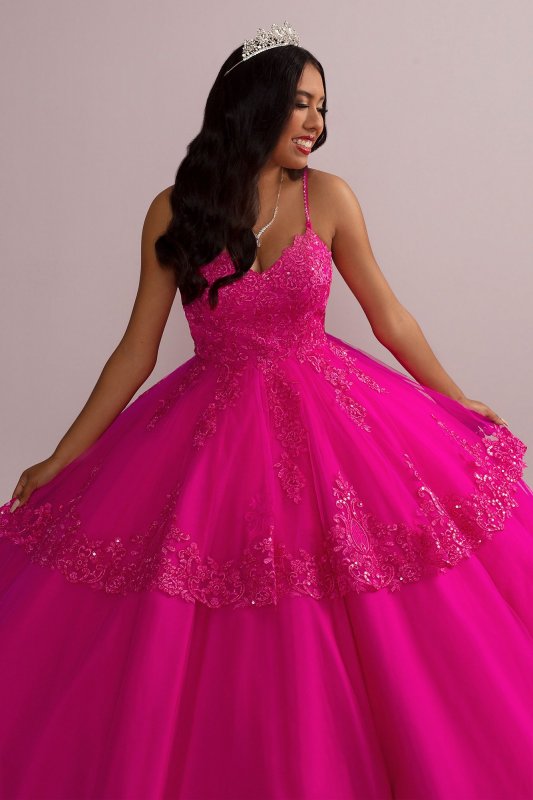 Corded Lace Quince Ball Gown with Bolero Fifteen Roses FR2112