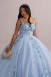 Metallic Floral Glitter Tulle Quince Ball Gown Fifteen Roses FR2114