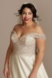 Off Shoulder Beaded Bodice Tall Plus Wedding Dress Oleg Cassini 4XL8LBCWG890