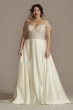 Off Shoulder Beaded Bodice Tall Plus Wedding Dress Oleg Cassini 4XL8LBCWG890