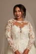 Lace Illusion Long Sleeve Tall Plus Wedding Dress Oleg Cassini 4XL8SLCWG833