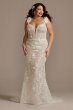 3D Floral Plunge Tall Plus Bodysuit Wedding Dress Galina Signature 4XL9MBSWG885