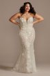 3D Floral Plunge Tall Plus Bodysuit Wedding Dress Galina Signature 4XL9MBSWG885