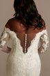 Long Sleeve Plunging Tall Plus Lace Wedding Dress Galina Signature 4XL9SLSWG855