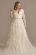 Illusion Long Sleeve Plunge Tall Wedding Dress Galina Signature 4XLLBSWG820