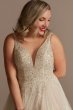 Plunging-V Illusion Beaded Tall Wedding Dress Galina Signature 4XLLBSWG837