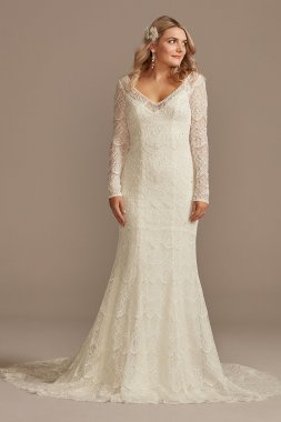 Hand Beaded Lace Long Sleeve Petite Wedding Dress Melissa Sweet 7SLMS251206