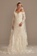 Beaded Lace Long Sleeve Petite Wedding Dress Oleg Cassini 7SLXTCWG808