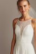 Illusion High Neck Lace Godet Petite Wedding Dress DB Studio 7WG4021