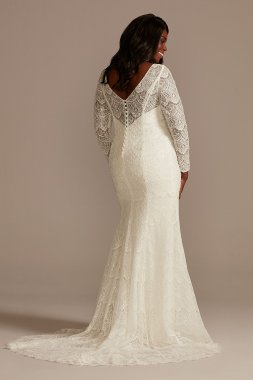 Beaded Lace Long Sleeve Plus Size Wedding Dress Melissa Sweet 8SLMS251206