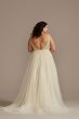 Plunging-V Illusion Beaded Plus Size Wedding Dress Galina Signature 9LBSWG837