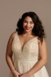 Plunging-V Illusion Beaded Plus Size Wedding Dress Galina Signature 9LBSWG837