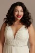 Applique Plunge Chiffon Plus Size Wedding Dress Galina Signature 9LBSWG842