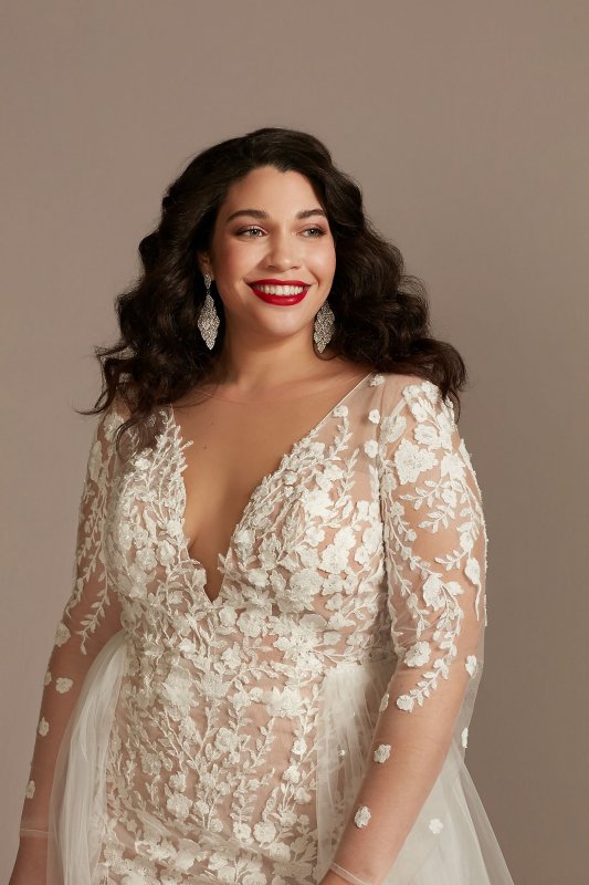 Long Sleeve Bodysuit Plus Size Wedding Dress Galina Signature 9LSSWG851