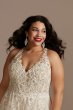 Floral Open Back Bodysuit Plus Size Wedding Dress Galina Signature 9MBSWG841