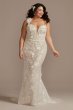 3D Floral Plunge Plus Size Bodysuit Wedding Dress Galina Signature 9MBSWG885