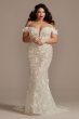 3D Floral Plunge Plus Size Bodysuit Wedding Dress Galina Signature 9MBSWG885