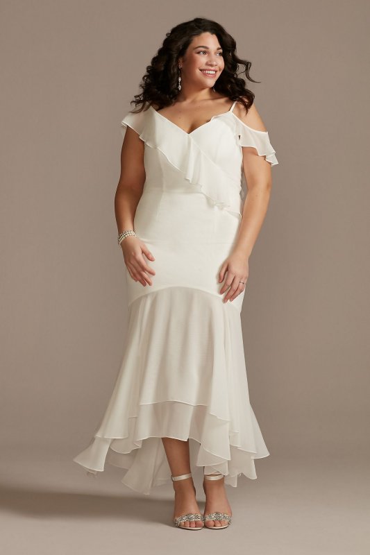 Asymmetric Chiffon Plus Size Dress with Ruffle Hem DB Studio 9SDWG0932