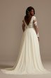 Lace Long Sleeve Chiffon Plus Size Wedding Dress Galina Signature 9SLSWG842