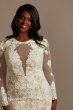 Long Sleeve Plus Size Sequin Floral Wedding Dress Galina Signature 9SLSWG843