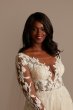 Long Sleeve Lace Appliqued Plus Size Wedding Dress Galina Signature 9SLSWG862