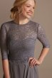 High Neck Lace Three-Fourth Sleeve A-Line Dress Oleg Cassini D40NY013V2