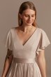 Flutter Sleeve V-Neck Charmeuse Bridesmaid Dress David's Bridal F20347